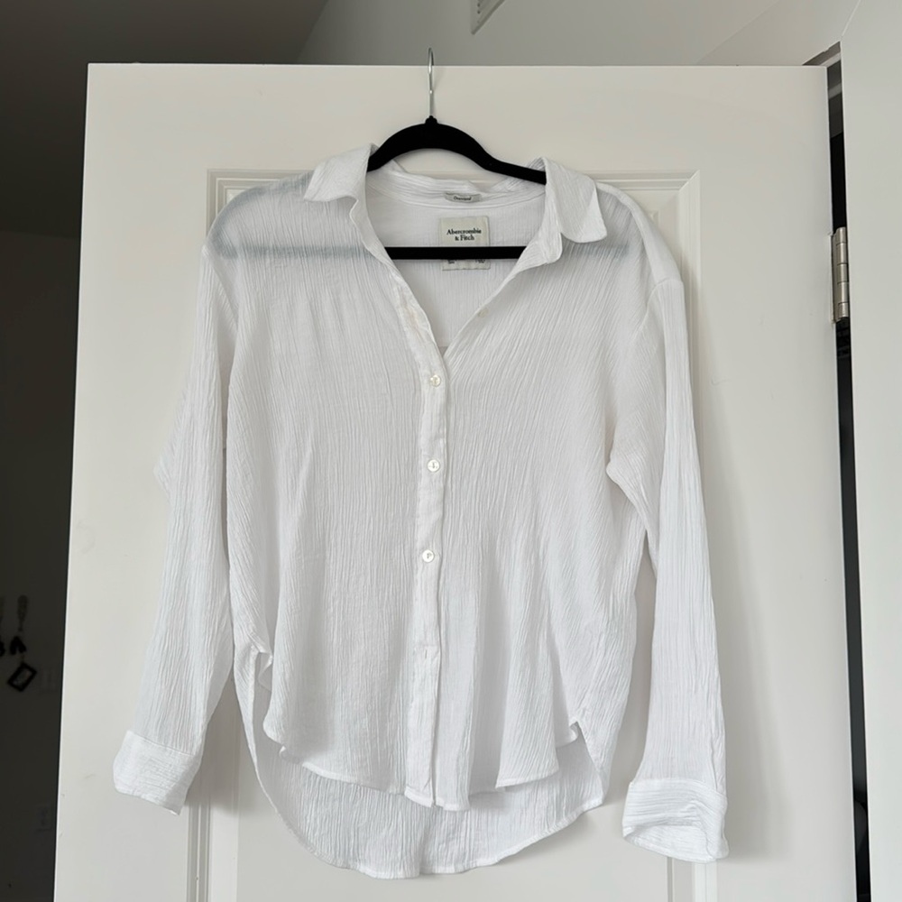 Oversized Beachy Gauze Textured Button down Shirt